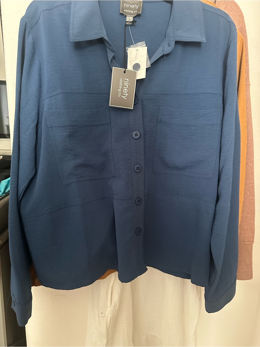 Woman’s  Long-Sleeve Button Front Shirt - Blue